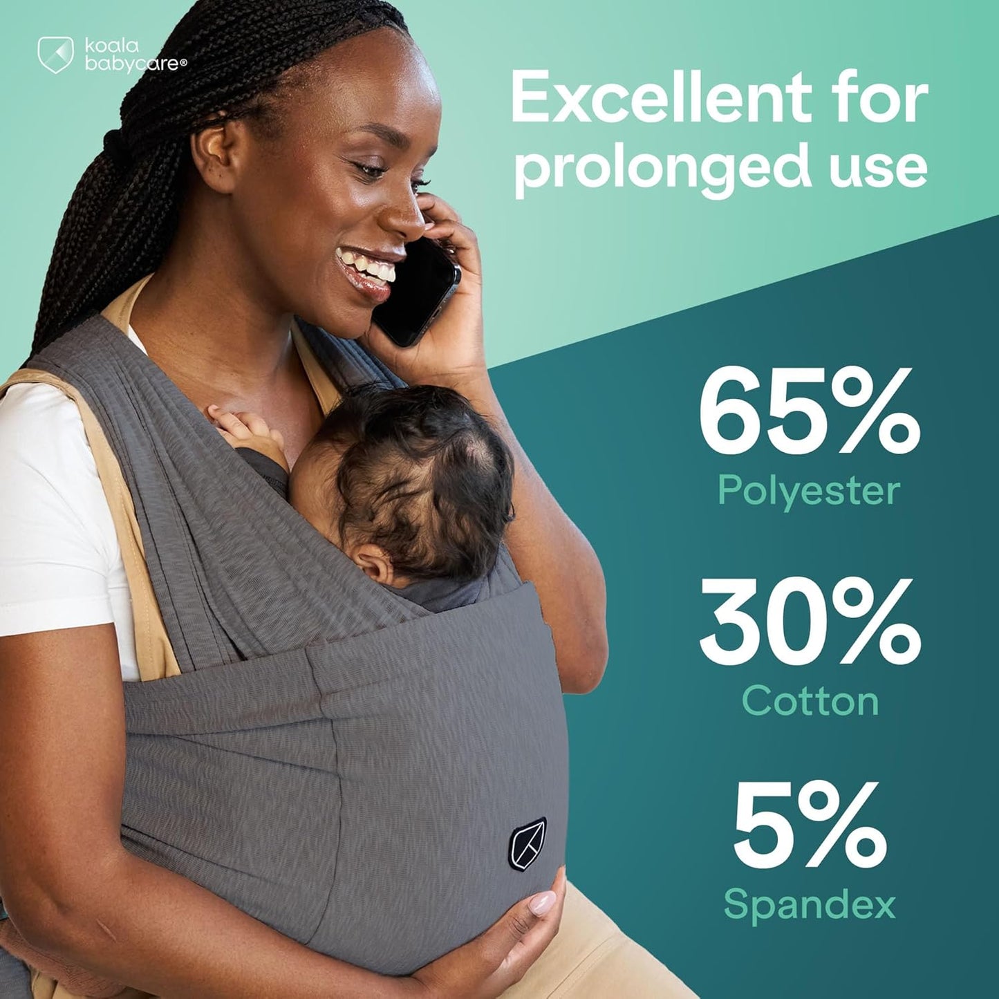 Koala Babycare Baby Carrier Wrap, Easy to Wear As a T-Shirt - Original Baby Carrier Newborn to Toddler - Sling One Size Fits All - Baby Wraps Carrier Up to 22lbs