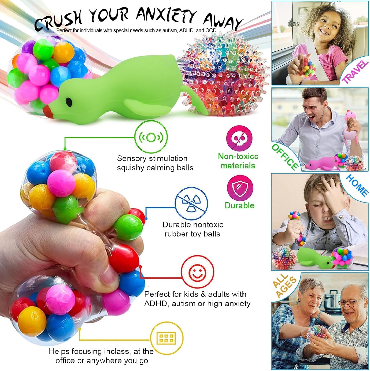 Fidget Toys Pack, 34 Pcs Stress Relief Sensory Toys for Boys Girls Kids Adults ADHD OCD Anxiety Autism, Treasure Box Toys for Classroom Rewards Prizes Carnival Prizes Birthday Party Favors