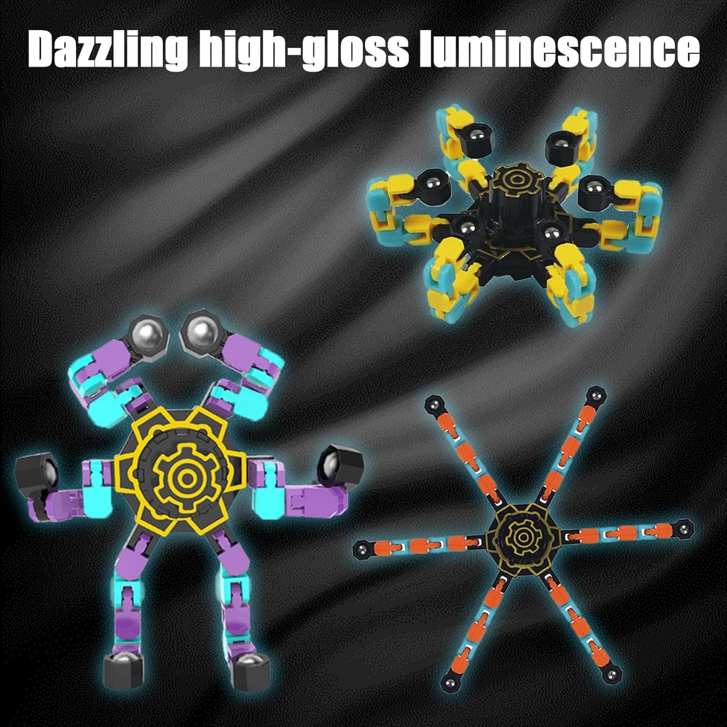 12 PCS Noctilucent Transformable High Speed Rotation Fidget Spinners Toys for Kids and Adults Stress Relief Fingertip Toys for Boys and Girls Fingertip Gyros for ADHD Autism for Kids