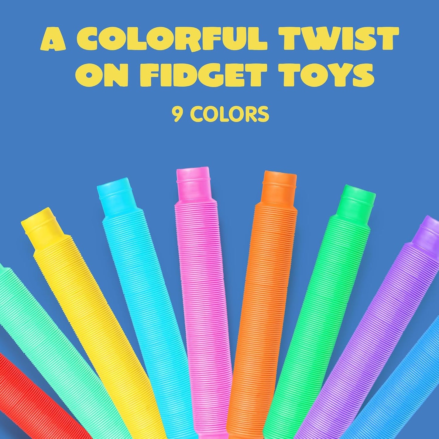 JOYIN 36 Pack Pop Tubes Sensory Toys (Large), Fidget Tubes Party Favors - 9 Colors, Connectable and Extendable for Stress Relief - Perfect for Party, Classroom Exchange, School Reward
