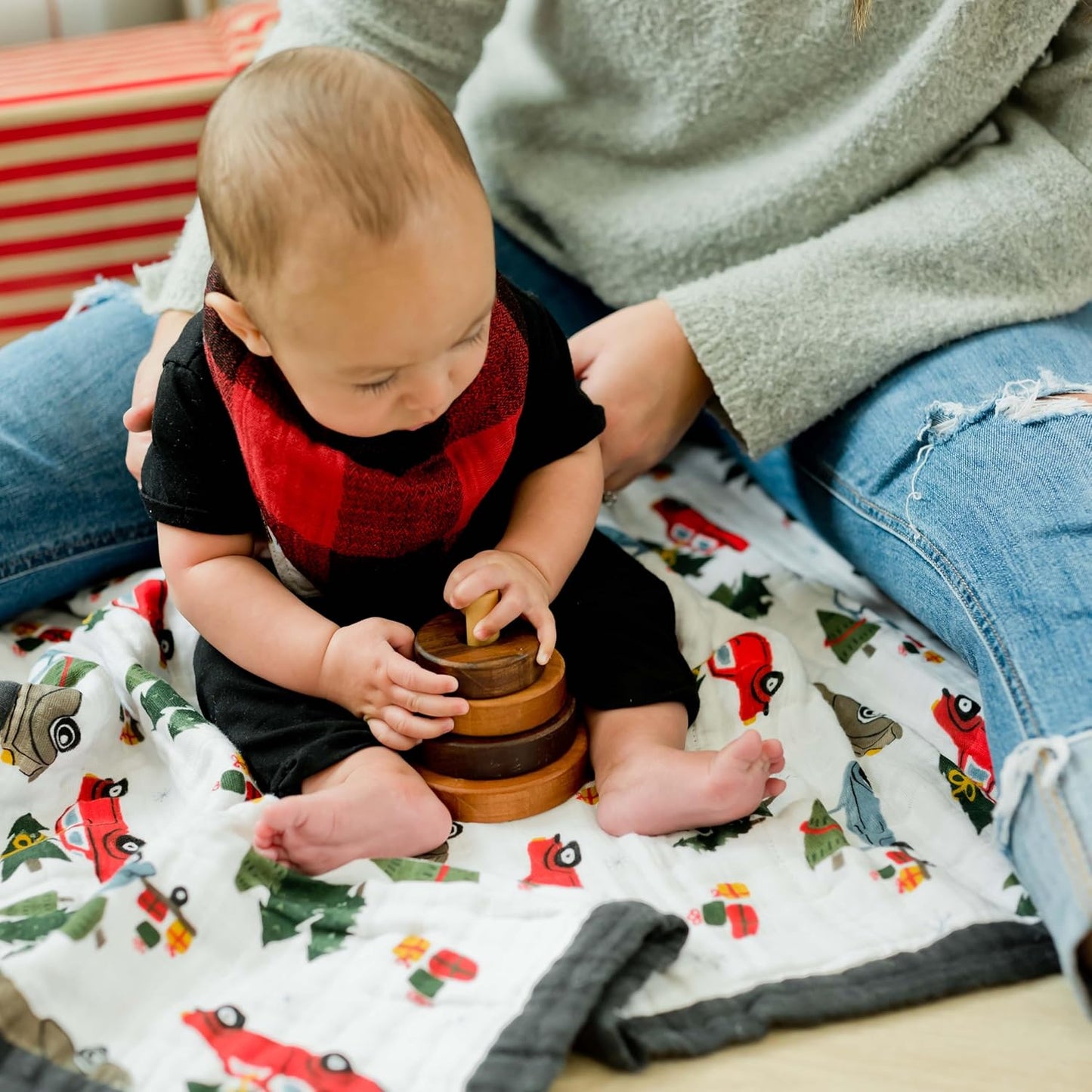 Little Unicorn Premium Quilted Throw | Super Soft, Multi-Layered Muslin XL Blanket| Great for Kids & Families (Holiday Haul)