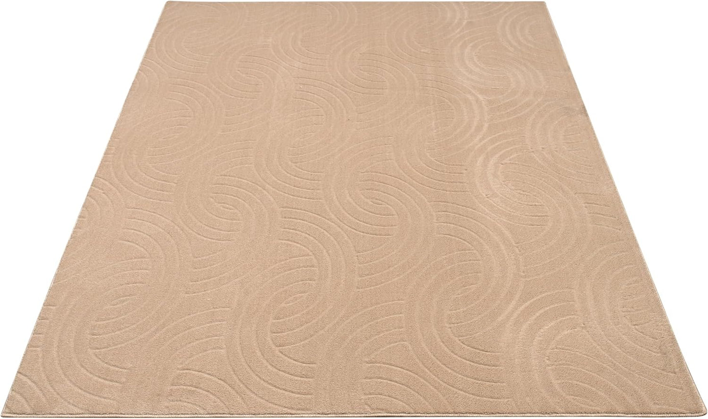Non-Slip Washable 5x7 Area Rugs for Living Room Bedroom, Ultra Soft Bedside Rug, Indoor Floor Carpet for Kids Girls and Boys, Dorms, Nursery Rooms, Non-Skid Area Rug, Circle Beige, 5' x 7'