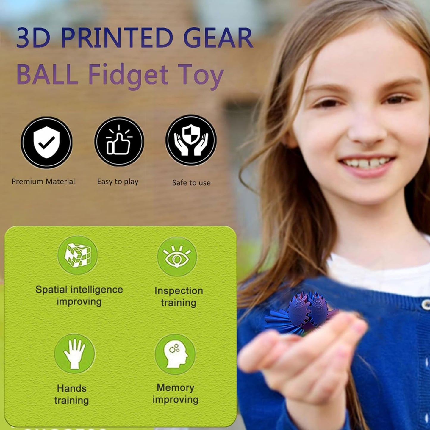 Gear Ball, Gear Sphere, 3D Printed Gear Ball Fidget Toy, Activity Rotating Ball for Adults, Into Any Shape You Want, Spin Ball Gear Perfect for Stress and Anxiety Relaxing Fidget Toy