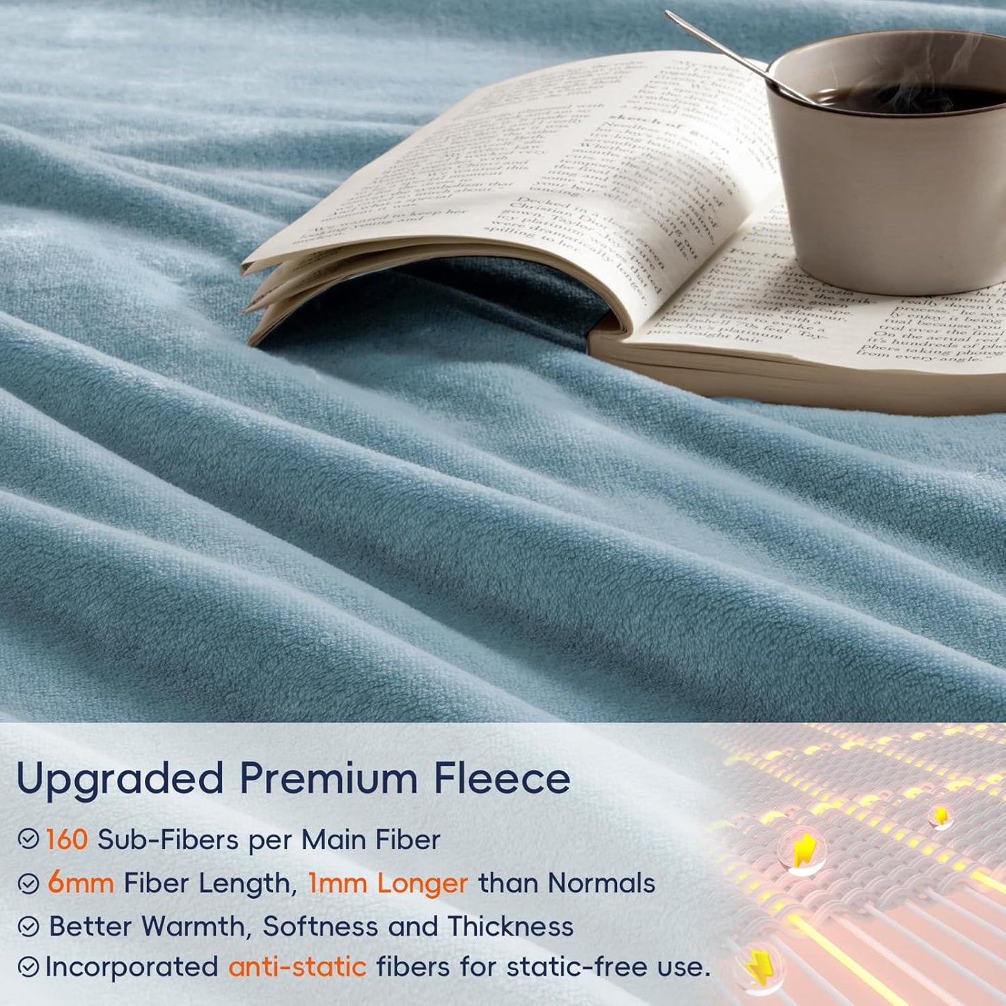 PHF Ultra Soft Fleece Blanket Twin Size, No Shed No Pilling Luxury Plush Cozy 300GSM Lightweight Twin XL Blanket for Bed, Couch, Chair, Sofa Suitable for All Season, 76" x 90", Dusty Blue