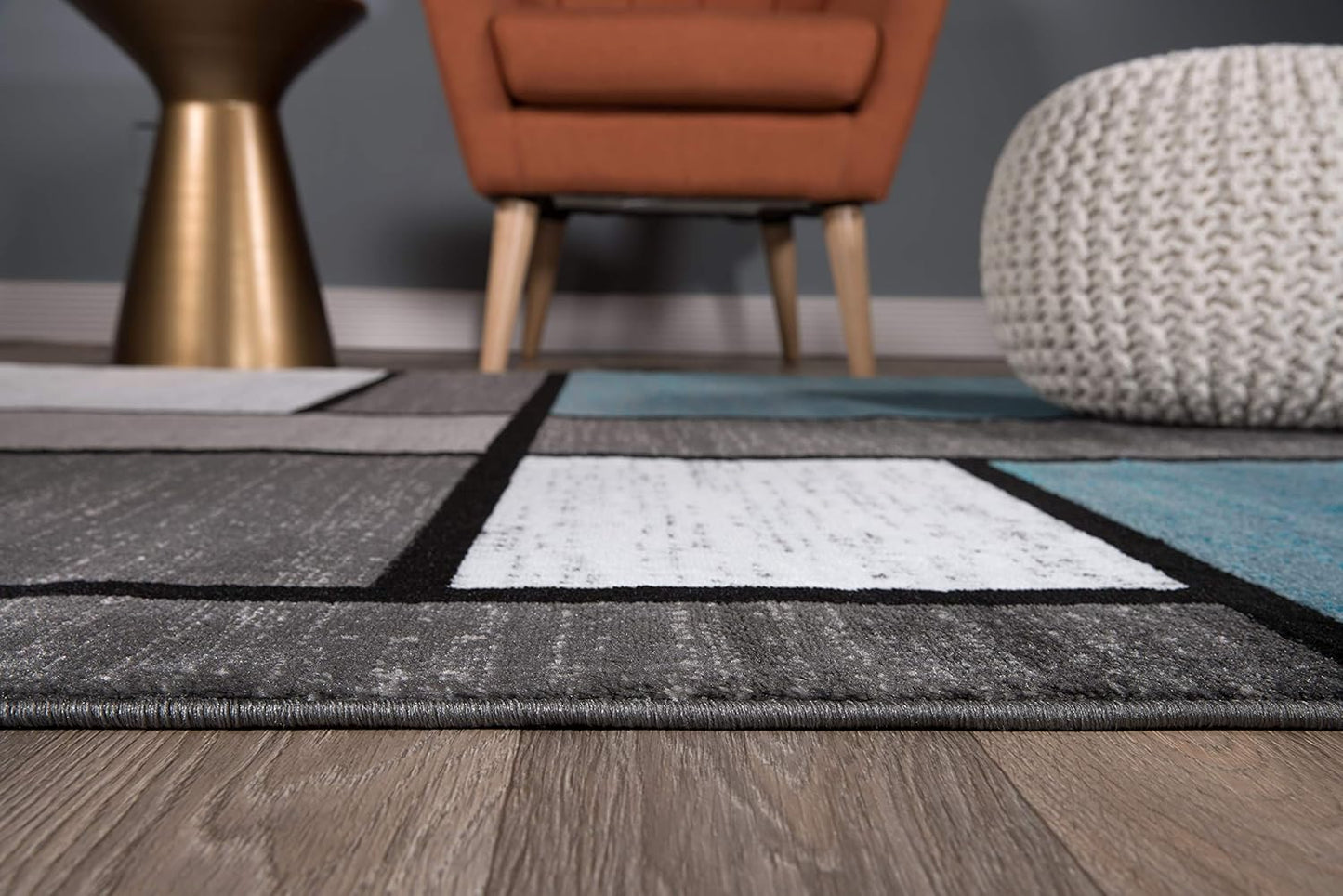 Rugshop Contemporary Modern Boxes for Home Office,Living Room,Bedroom,Kitchen Non Shedding Area Rug 10' X 14' Blue/Gray