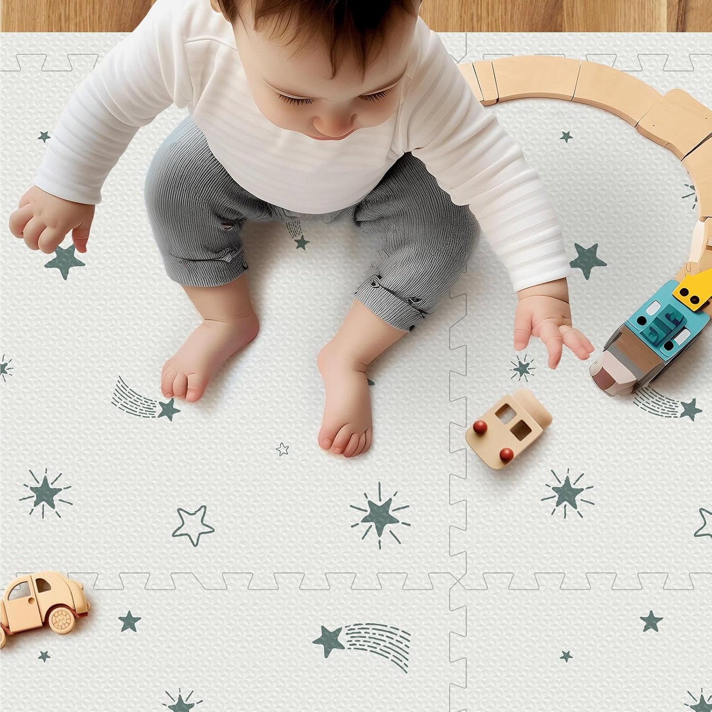 Baby Foam Play Mat, 72x48 Crawling Mat, Floor Mats for Kids for Baby with Interlocking Floor Tiles, Toddler Play Mats for Indoor and Outdoor, Easy to Clean Playroom Playmats