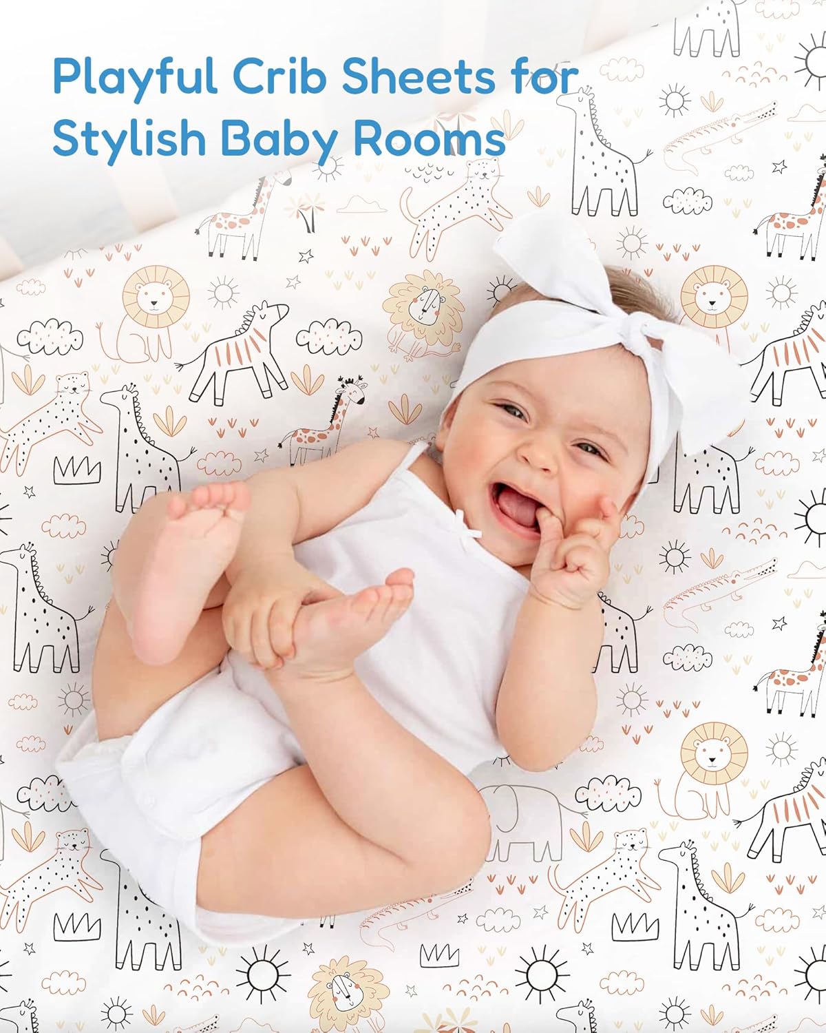 Baby Crib Sheets Boy Girl for Standard Crib Mattress - Orange Cloud and Rainbow Design Crib Sheet, Ultra Soft, Durable, Comfortable Fitted Crib Sheet, 28''x52''x9'' Deep Pocket