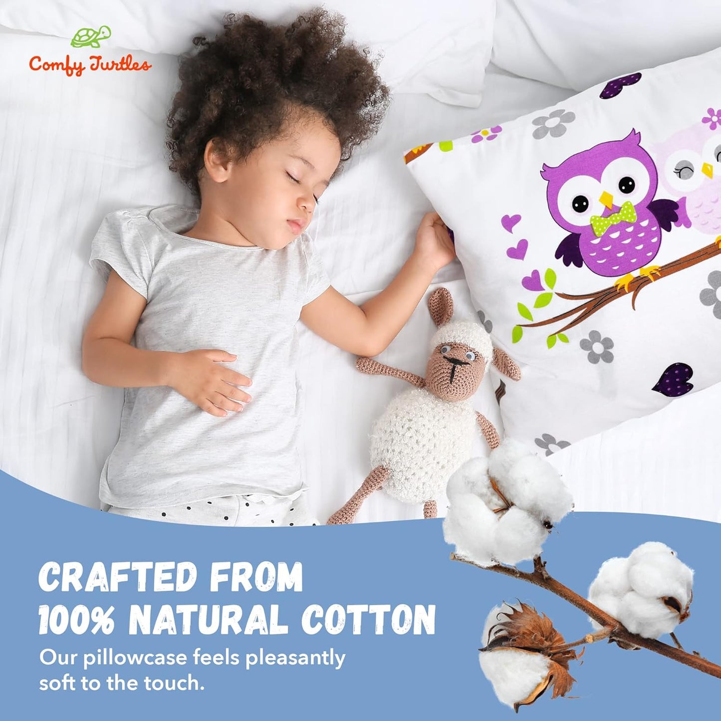 13x18 Toddler Pillowcase Owl - Cotton Toddler Pillowcase for Children, Woodland Animal Travel Pillow Case, Baby Girl Baby Boy Owl Pillow - Mauve Owls