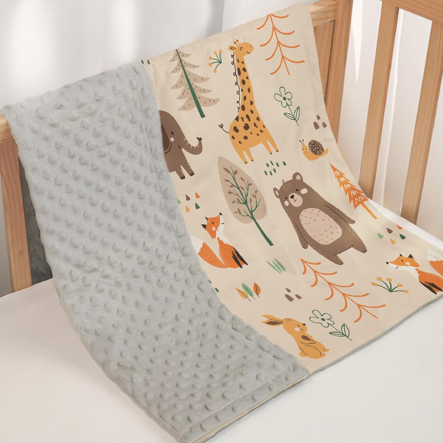 SANDJEST Woodland Animal Blanket - 30 x 40 Kids Minky Blankets for Boys Girls - Gifts for Birthday Christmas - Nursery Bedroom Decor