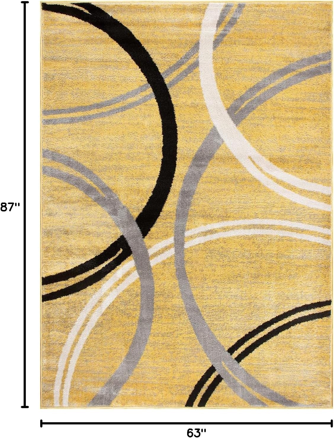 Rugshop Modern Wavy Circles Design Area Rug 5'3" x 7'3" Yellow