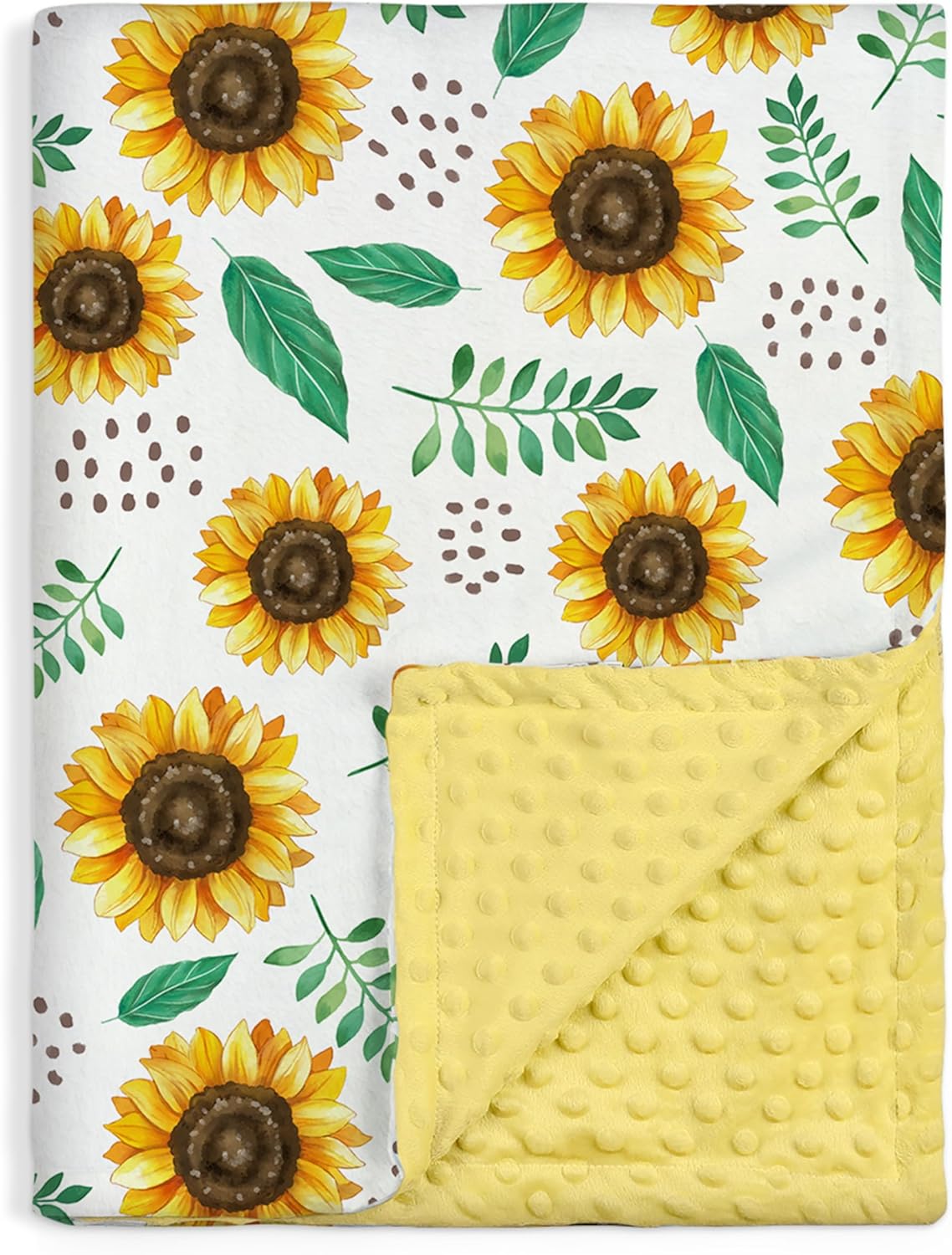 SANDJEST Sunflower Blanket for Girls Kid - 30 x 40 Minky Throw Kids Blankets Gifts for Birthday Christmas - Nursery Bedroom Decor