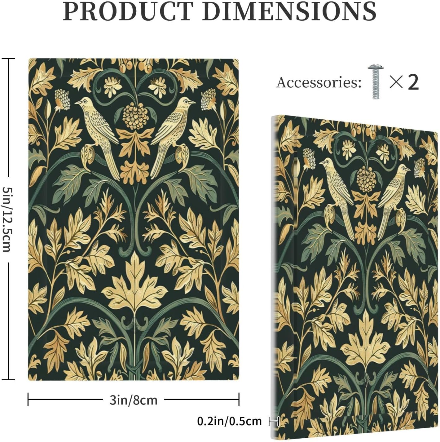 Light Switch Cover Plate William Morris Vintage Botanical Birds Golden Green Leaves 1 Gang No Device Blank Electrical Wall Plates Faceplate Decorative Switch Plate for Bedroom Home Decor