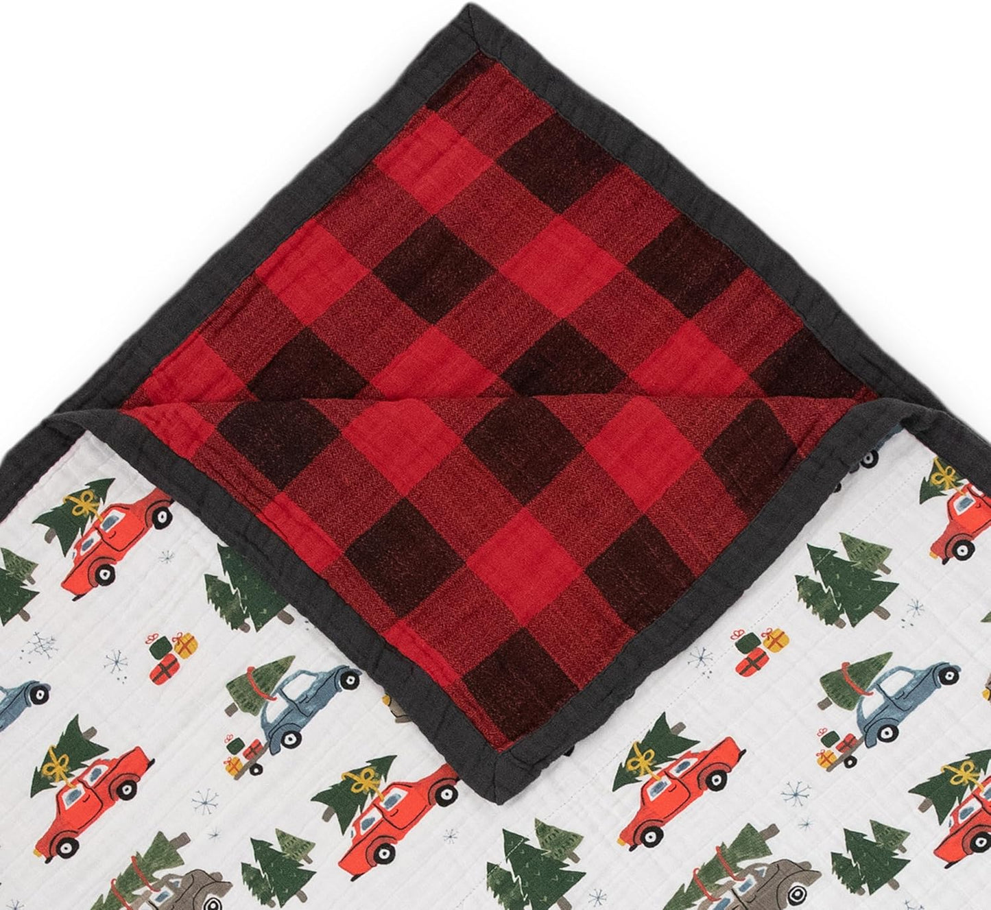 Little Unicorn Premium Quilted Throw | Super Soft, Multi-Layered Muslin XL Blanket| Great for Kids & Families (Holiday Haul)