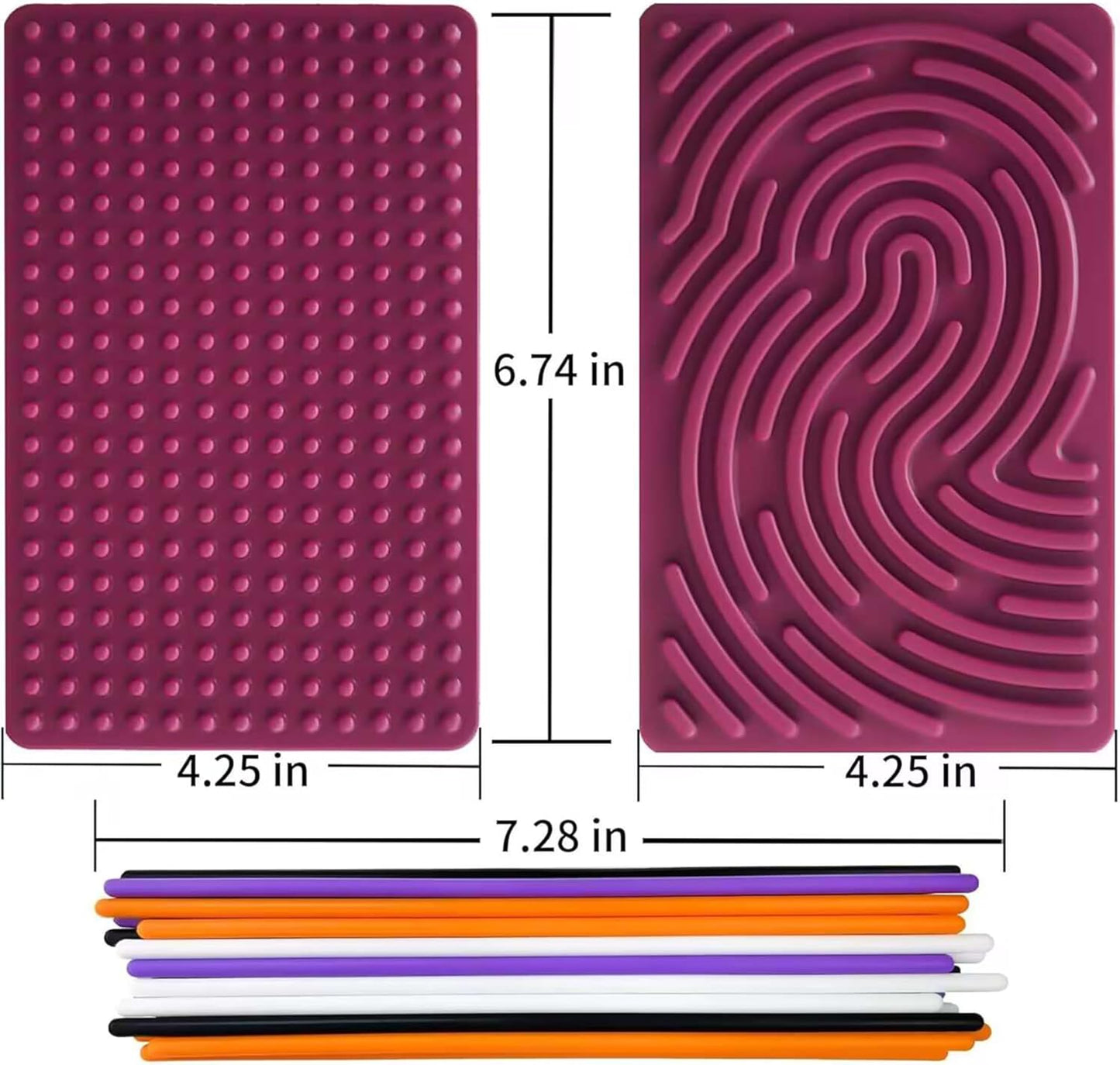 Sensory Activity Board,Double Side Silicone Calm Down Fidget Toy,Silent No Mess,Anxiety Relief Stress,ADHD & Autism,Portable with Travel Bag & 12 Strings (Purple)