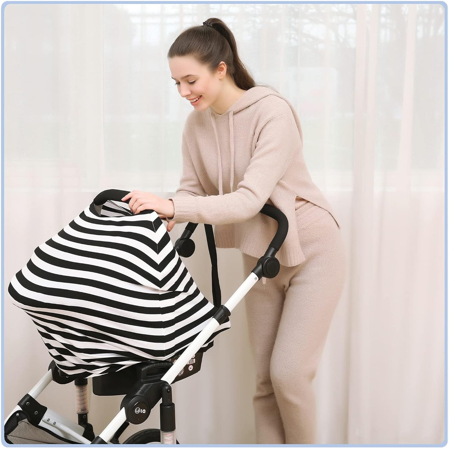 Car Seat Covers High Stretchy- Carseat Canopy for Babies, Multi- use Breastfeeding Covers, Baby Shower Gifts for Boys and Girls