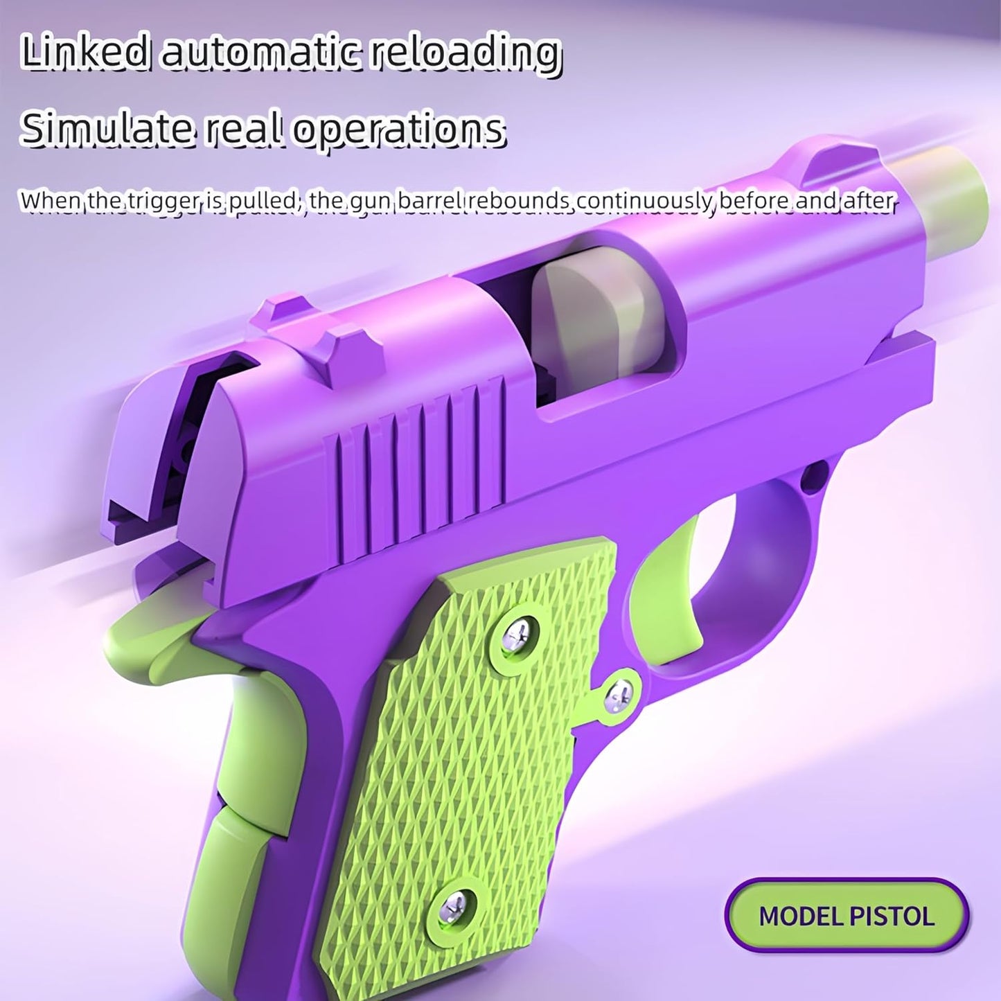 1911 3D Printed Small Pistol Toys,Suitable Toys for Adults and Kids, Stress Relief Pistol Toys for Adults, Suitable for Relieving ADHD, Anxiety, Best Gift for Adults and Kids (PinkWhite)