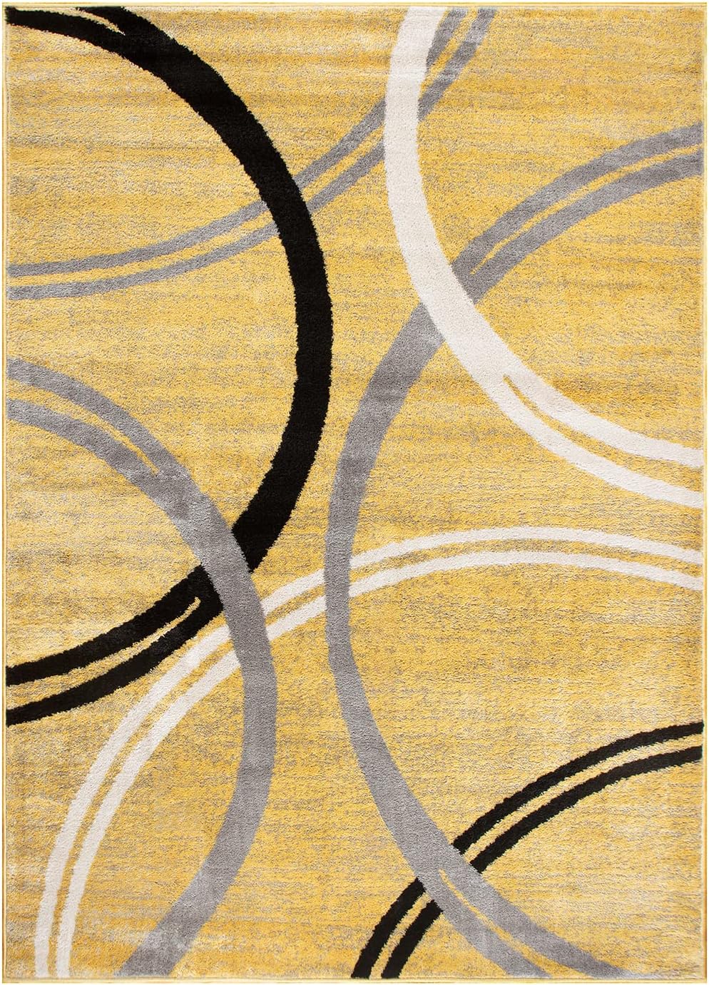 Rugshop Modern Wavy Circles Design Area Rug 5'3" x 7'3" Yellow