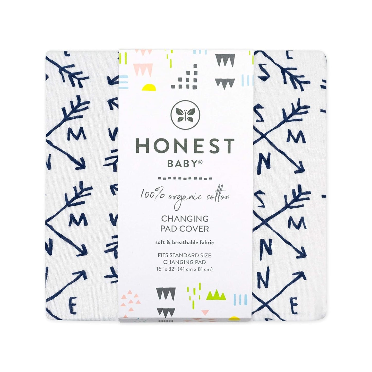 HonestBaby Organic Cotton Changing Pad Cover, Compass, One Size