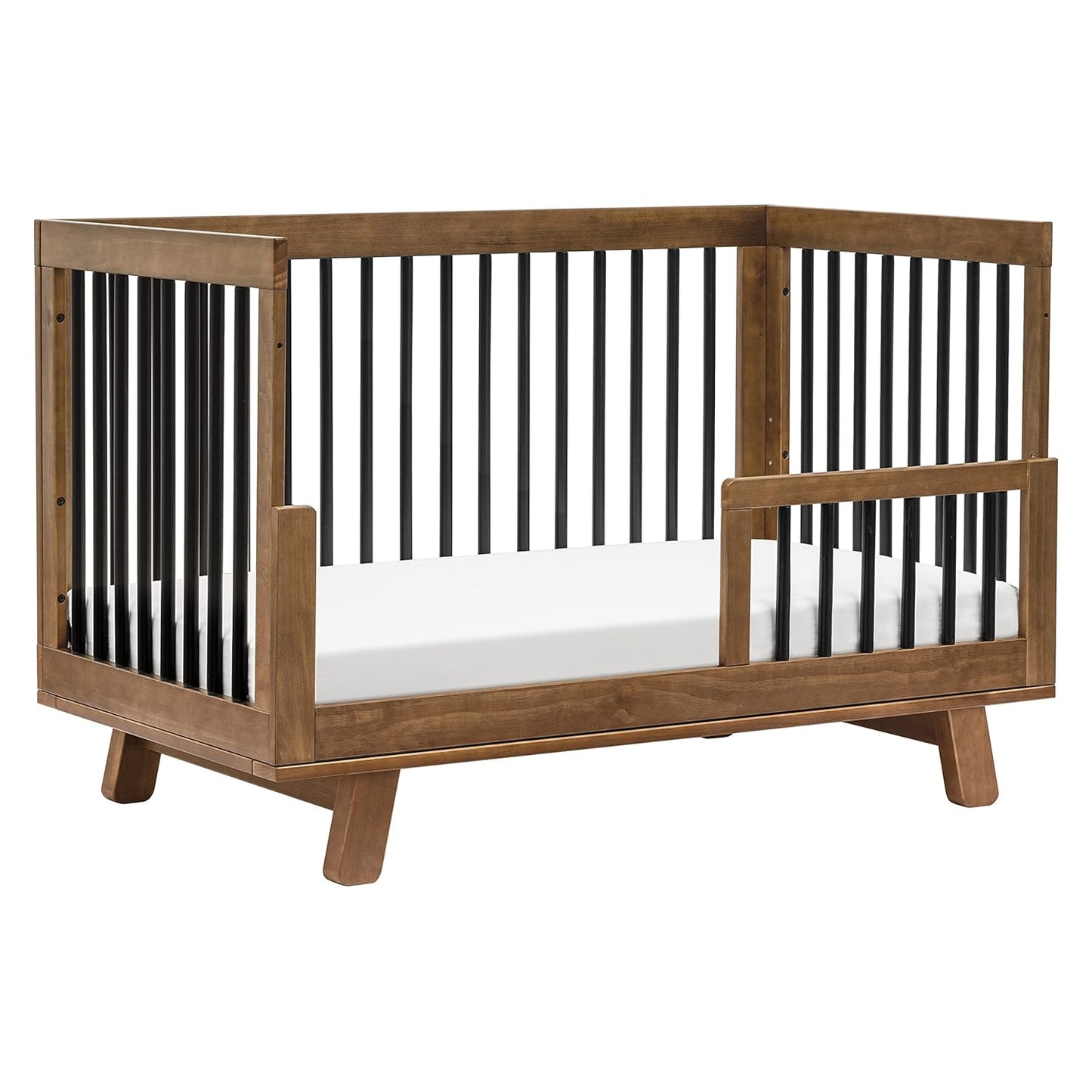 babyletto Hudson 3-in-1 Convertible Baby Crib with Toddler Bed & Daybed Conversion - Durable and Easy to Assemble - GREENGUARD Gold Certified with 4 Adjustable Mattress Heights - Natural Walnut/Black