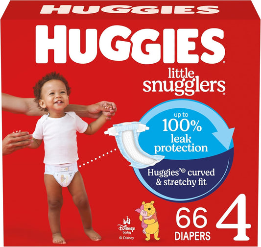 Huggies Size 4 Diapers, Little Snugglers Baby Diapers, Size 4 (22-37 lbs), 66 Count, Packaging May Vary
