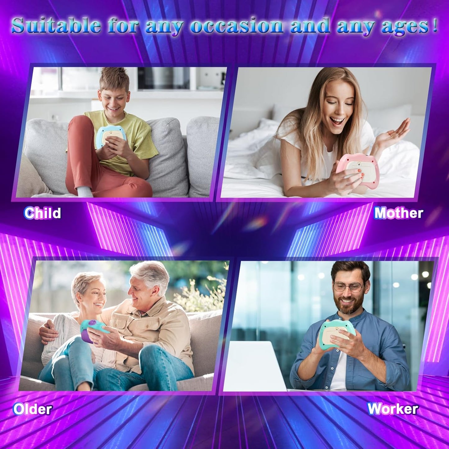 Fast Push Machine Light Up Fidget Toys for Kids Adults, Handheld Game for Kids 3-12, Quick Push Bubble Stress Toy, Sensory Toys Travel Games, Xmas Birthday Gifts for Boys Girls (Pink)