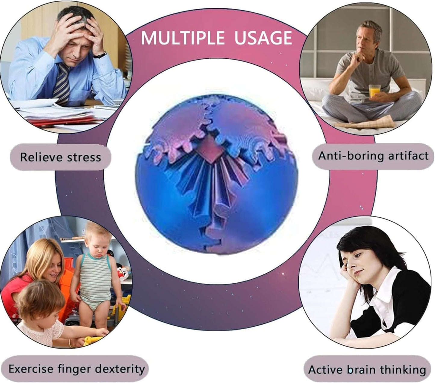 Gear Ball for ADHD 3D Printed Gear Ball Spin Ball Fidget Toy - Gearsphere Gear Ball for Stress and Anxiety Relaxing Fidget Ball - Ideal for Sensory Needs and Autism (Blue Green)