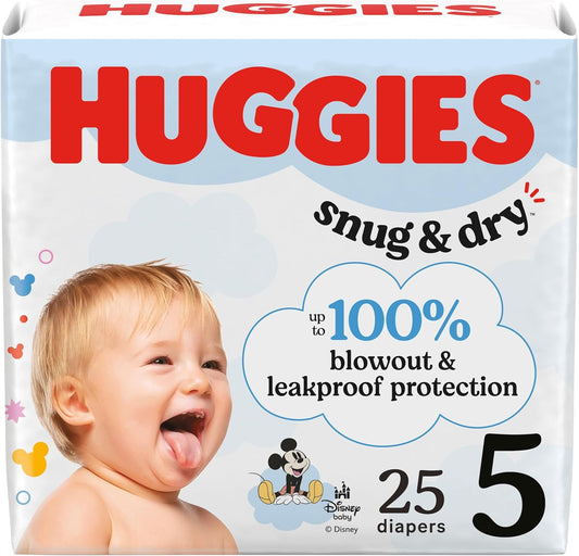 Huggies Size 5 Diapers, Snug & Dry Baby Diapers, Size 5 (27+ lbs), 25 Count, Packaging May Vary