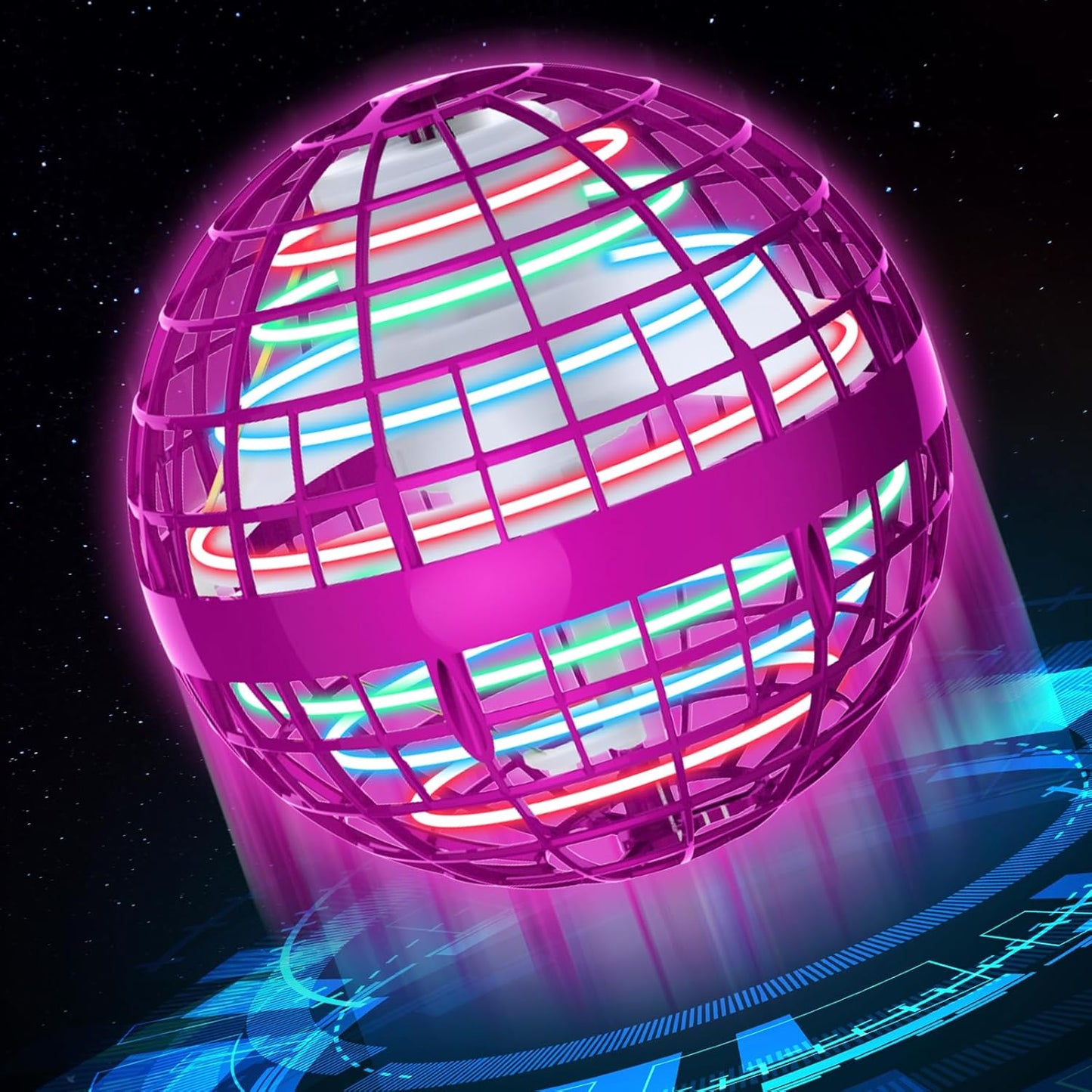 Flying Orb Ball 2023 Upgraded - Hover Orb Magic Light Up Orb Mini Drone Cosmic Globe Flying Spinner for Kids Teens Adults Flying Ball Orbit Ball for Birthday Gift Family Gatherings Christmas (Pink)