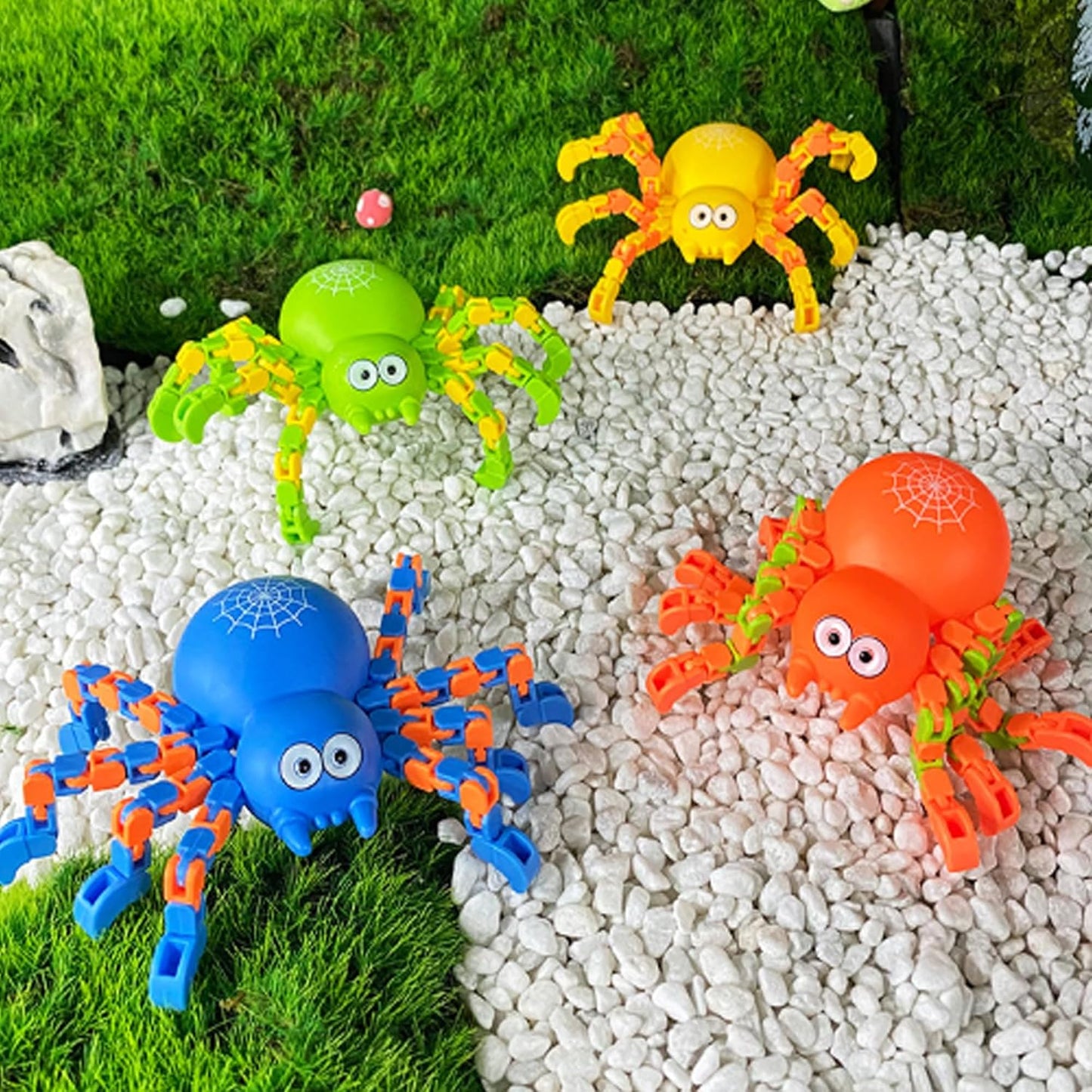 Spider Fidget Toy, Animals Fidget Toys for Kids, Toddler Travel Toys 3-4, Transformable Wacky Tracks Fidget Toy for Kids with Autism (Spider, 4 Pack)