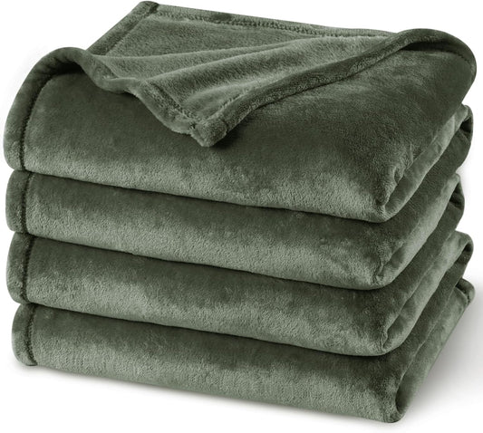 PHF Ultra Soft Fleece Blanket Twin Size, No Shed No Pilling Luxury Plush Cozy 300GSM Lightweight Blanket for Bed, Couch, Chair, Sofa Suitable for All Season, 66" x 90", Olive Green