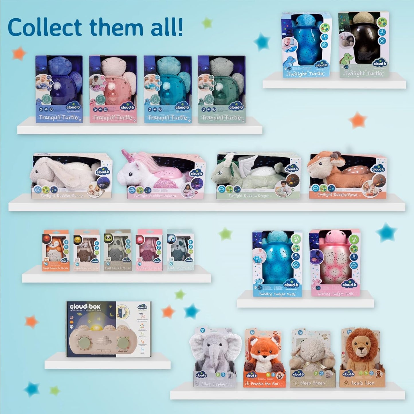 Cloud b Calming Nightlight Star Projector | Gentle Brightness | 3 Colors | 3 Constellations | Auto-Shutoff | Twilight Buddies®- Fawn