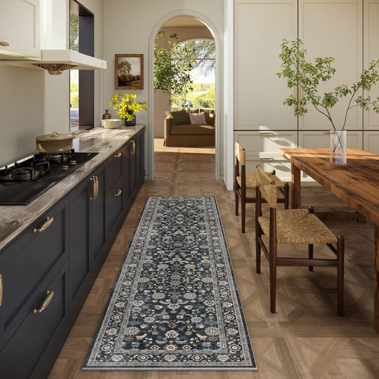 Washable Runners for Hallways Kitchen Rug: 2'x6' Runner Rugs Stain Resistant Non Slip Low Pile Boho Carpet Runners for Hallways Bedroom Entryway Indoor Beside Bathroom Laundry Room