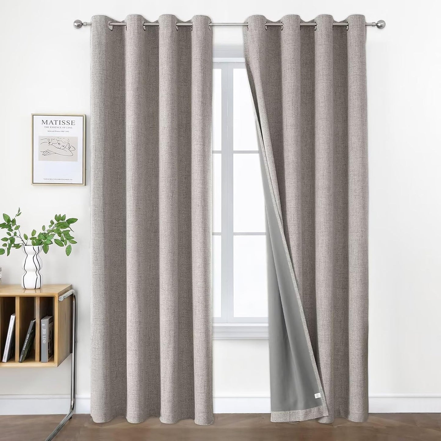 Joydeco Blackout Room Divider Curtains, Extra Wide Sliding Door Drapes Living Room Curtains, Greyish White 1 Panel 100W x 96L Inch Patio Door Drapes for Room Privacy