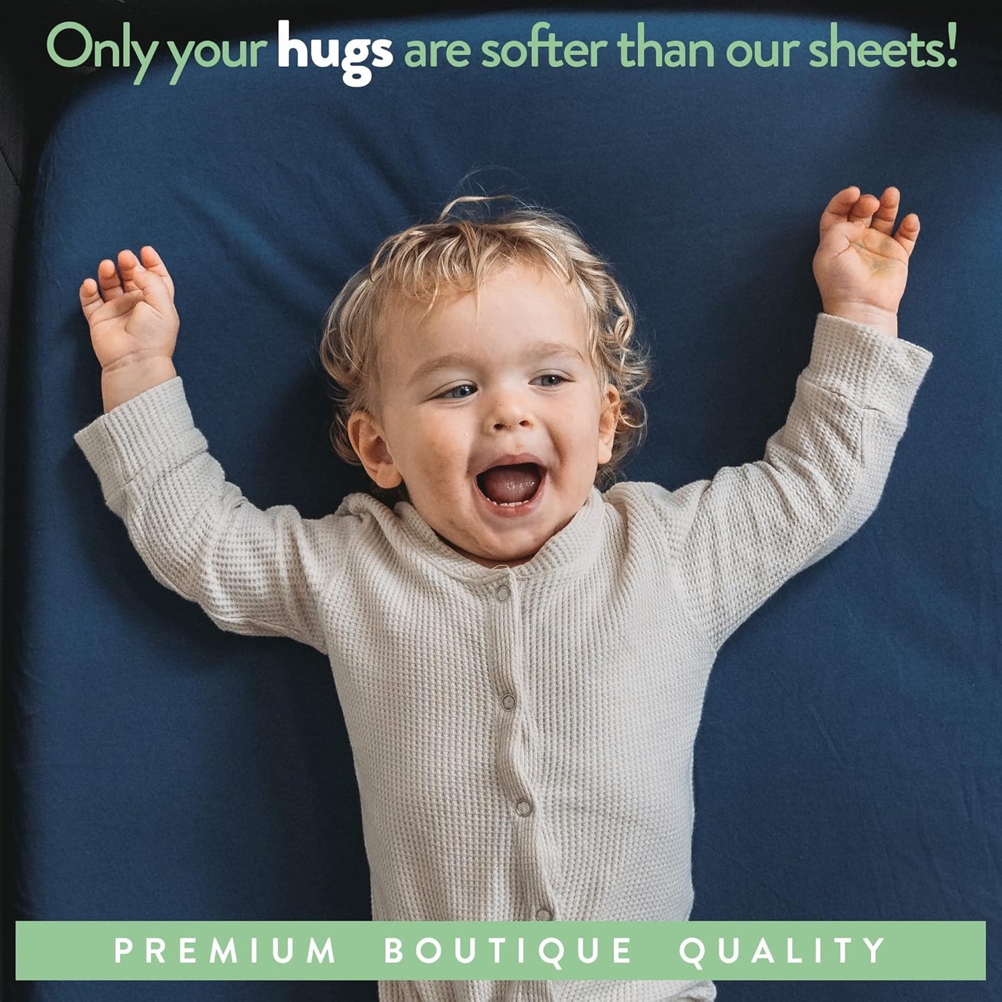 Joey + Joan Fitted Crib Sheets 28 x 52 – Compatible with Standard Crib Mattress and Toddler Bed – 100% Jersey Cotton – Dusty Blue + Navy – 2 Pack