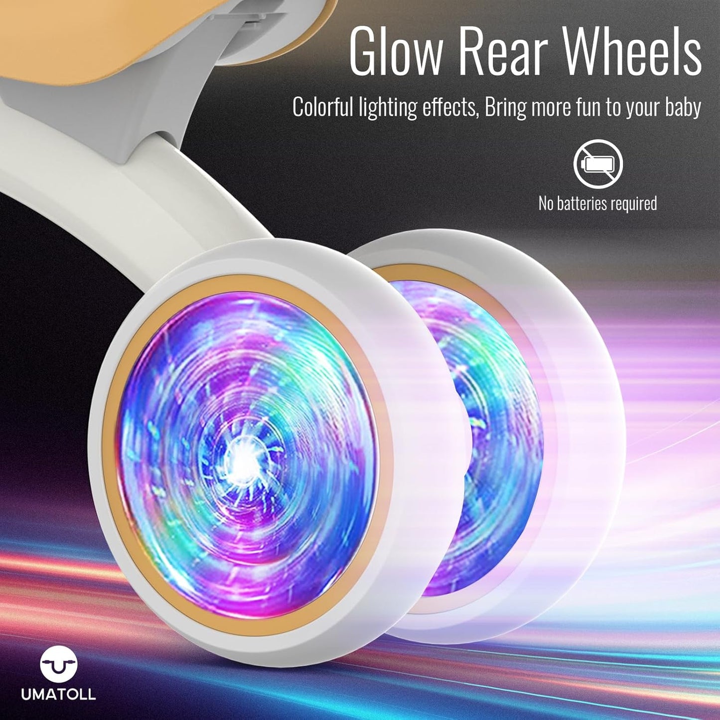 Umatoll Colorful Lighting Baby Balance Bike Toys for 1 Year Old Boys Gifts, Adjustable Seat Baby Walker, One Year Old Boy Birthday Gifts, 12-24 Months Toddler First Ride on Toys