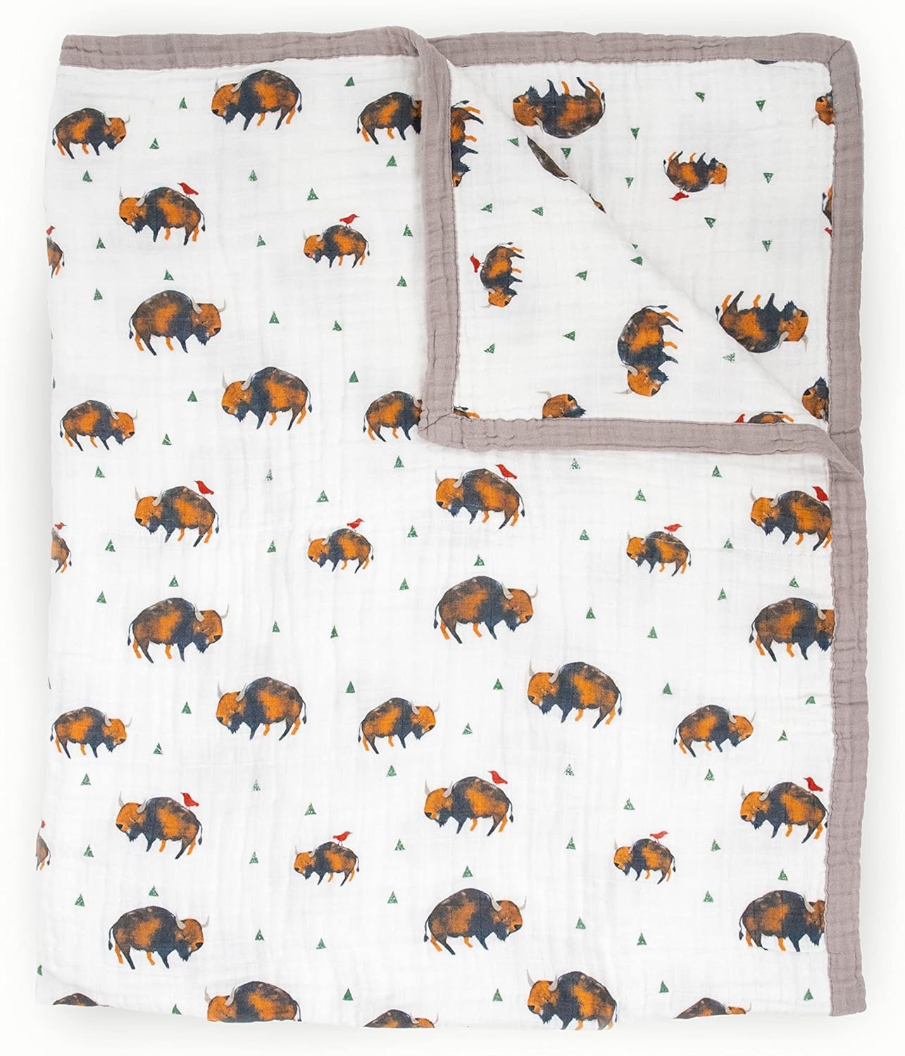 Little Unicorn Premium Quilted Throw | Super Soft, Multi-Layered Muslin XL Blanket| Great for Kids & Families (Bison)