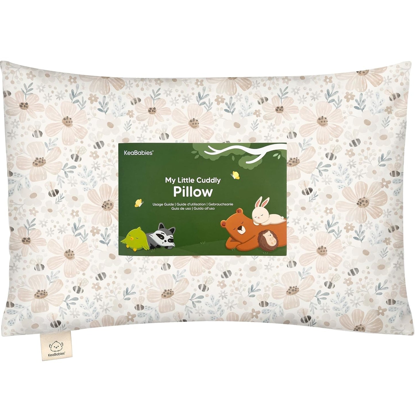 Toddler Pillow with Pillowcase - 13x18 My Little Cuddly Pillow, Viscose Derived From Bamboo Nursery Toddler Pillows for Sleeping,Kids Pillow,Small Travel Pillows,Mini Toddler Bed Pillow (Flora Vale)