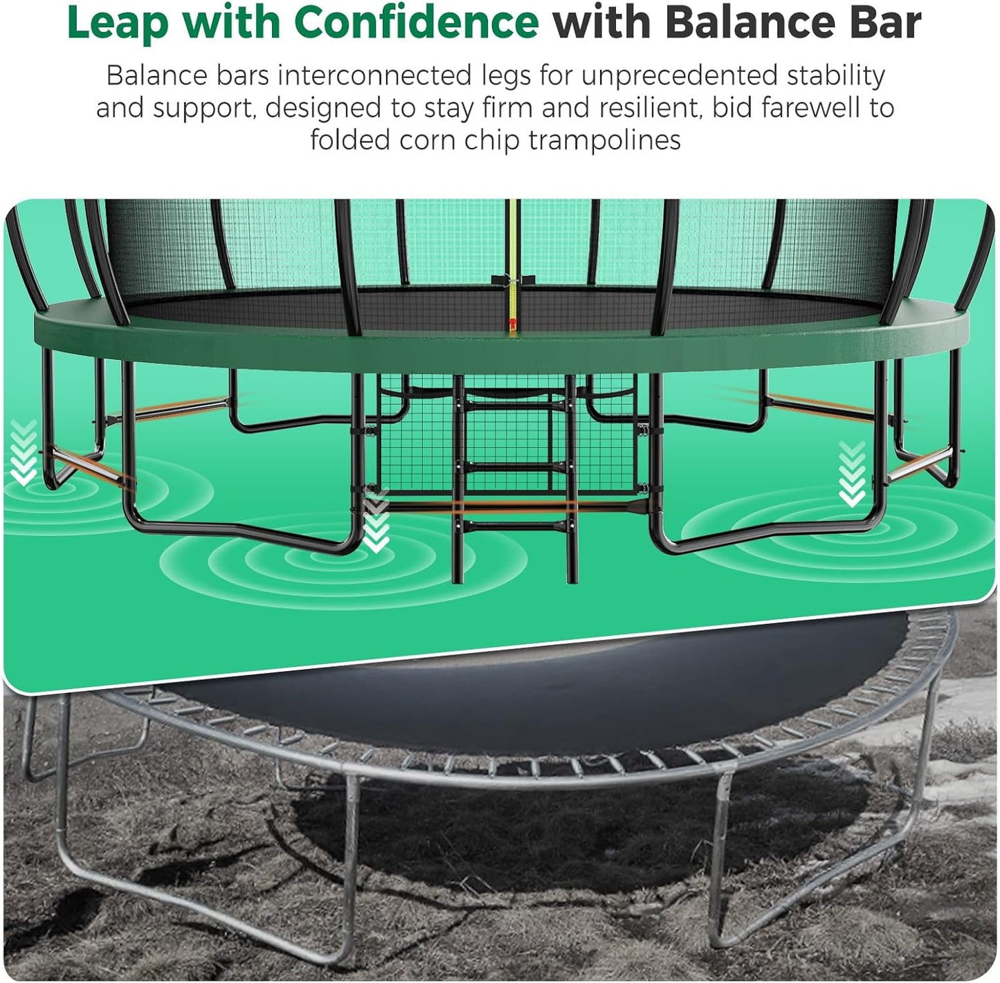 Tatub Large Trampolines Outdoor 10 12 14 15 16FT for Kids and Adults,Outdoor Recreational Pumpkin Trampolines with Curved Poles and Safety Enclosure Net, Basketball Hoop, Ladder