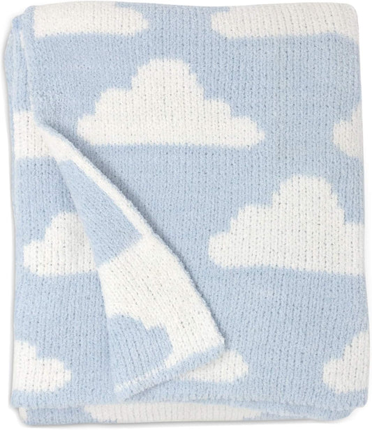 Living Textiles Blue Clouds Chenille Soft Baby Blanket Reversible Premium Cozy Fabric for Best Comfort - for Infant,Toddler,Newborn,Nursery,Boy,Unisex,Throw,Crib,Stroller,Gift, Blue Clouds 40x30
