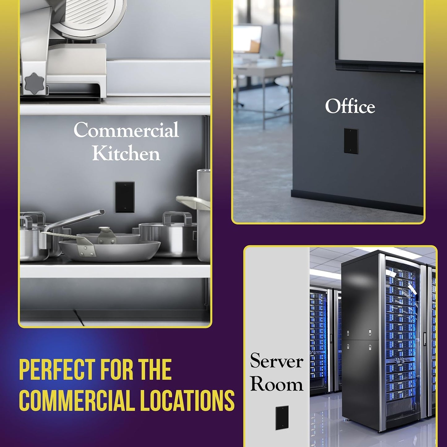 ENERLITES Blank Device Wall Plate, Gloss Finish, Standard Size 1-Gang 4.50" x 2.76", Polycarbonate Thermoplastic, 8801-BK, Black