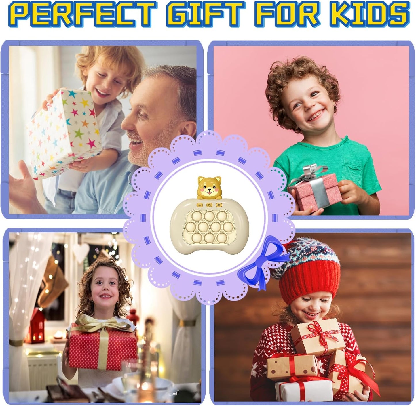 Creative Stress Relief Toys, Decompression Breakthrough Puzzle Pop Button Gopher Game Machine, Novelty Fidget Toys Party Favor Gifts for Kids Adults, Toy for 3+ Year Old (Yellow Puppy)