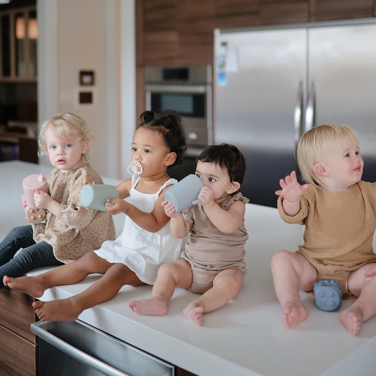 mushie Trainer Sippy Cup | Made in Denmark | Leak Resistant Twist-Off Lid & Handles | 6 Months + (Sage)