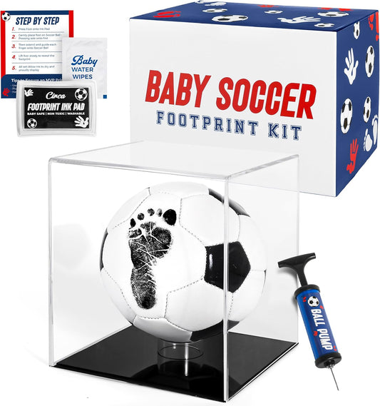 Circa Print Baby Soccer Ball Handprint Kit, Ink Pad for Hand and Footprints - Unique Keepsake for Dads, Baby Shower Present for Moms, Newborn Gift