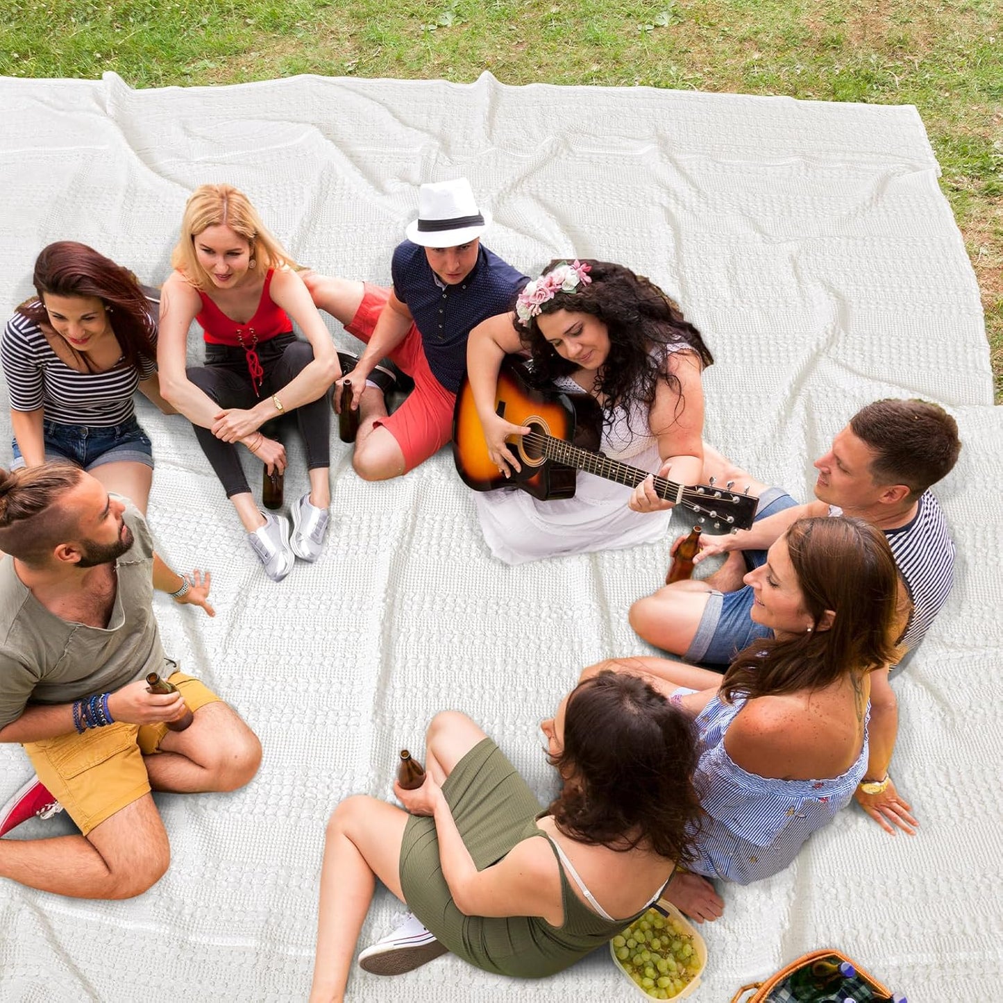 PHF 100% Cotton Waffle Blanket Oversized King 120"x120", Lightweight Breathable Extra Large 10'x10' Summer Blankets for Bed, Giant Big Luxury Aesthetic Woven Bedding for Home Decor, White