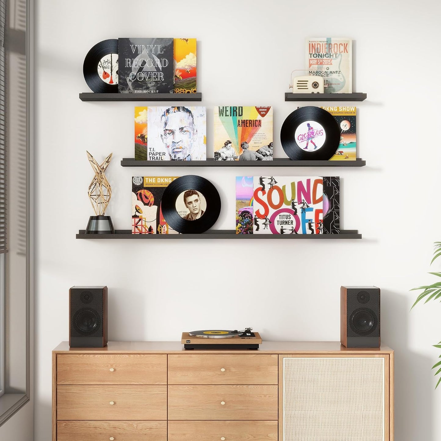 Floating Picture Ledge Shelves for Wall Set of 4, 24 Inch Wall Shelves with Lip Long Large Nursery Book Shelf for Toys Storage Kids Bookshelf Wall Mounted Living Room Bedroom Decor Frames