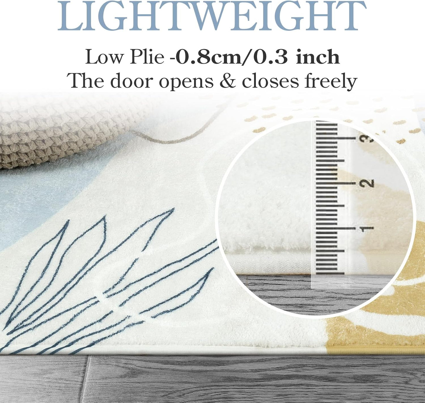 Lahome Boho Blue Living Room Carpet - Washable Area Rugs 4x6 Non-Slip Ultra-Thin Soft Bedroom Rugs Nursery Kids Room, Botanical Print Indoor Modern Floral Carpet Rug for Classroom Laundry Room Office