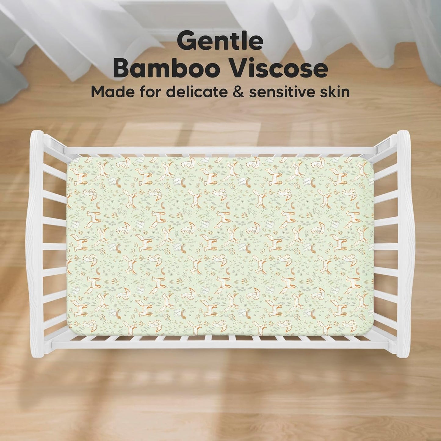 KeaBabies 2-Pack Baby Crib Sheets for Boys, Girls - 52x28 Viscose Derived from Bamboo Toddler Bed Sheets Neutral, Fitted Crib Mattress Cover for Standard Baby Bedding, Soft & Cozy (Foxtrot)