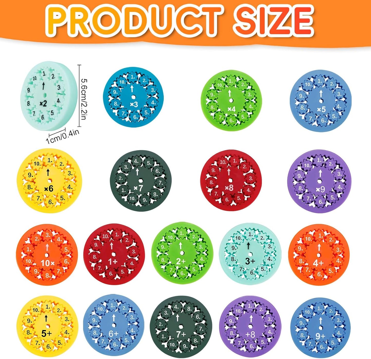 Math Fidget Spinner, 18 PCS Math Facts Fidget Spinners, Math Fidget Toy Multiplication Math Fidget Spinners, Math Spinners Contains 4 Calculation Methods for Math Learning Education for Kids Students