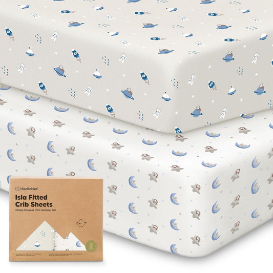 KeaBabies 2-Pack Baby Crib Sheets for Boys, Girls - 52x28 Viscose Derived from Bamboo Toddler Bed Sheets Neutral, Fitted Crib Mattress Cover for Standard Baby Bedding, Soft & Cozy (Cosmo)