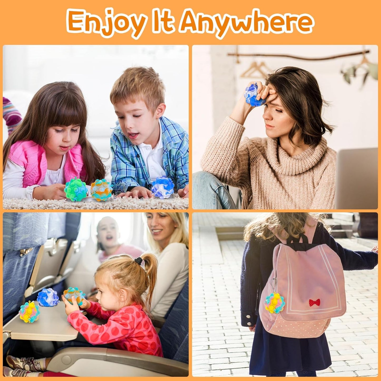 4 PCS Pop Fidget Toys Its Ball Toy Stress Balls It Pop Fidgets Pack Party Favors for Kids Toys Autism Sensory Toys Bulk Squeeze Toys Toddler Toys for Boys Adult Stress Relief Easter Basket Stuffers